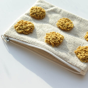 Yellow Pom Pom Pouch (Set of 2)