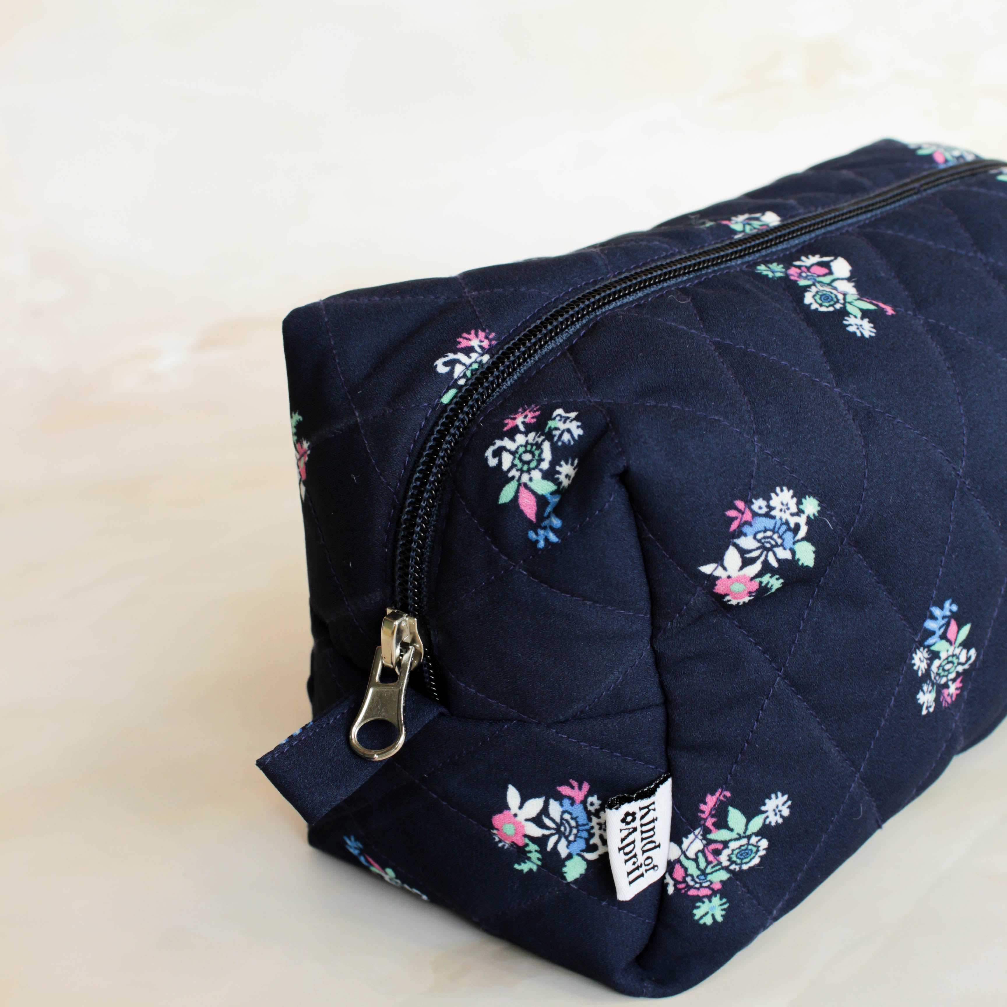 Blue - Handmade Quilted Cotton Utility Pouch 29