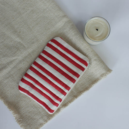 Red Striped Quilted Pouch