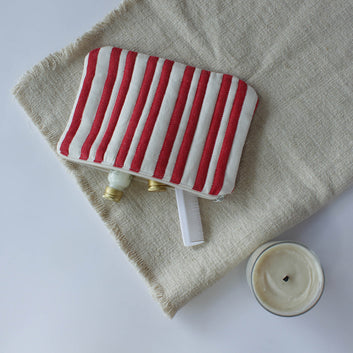 Red Striped Quilted Pouch